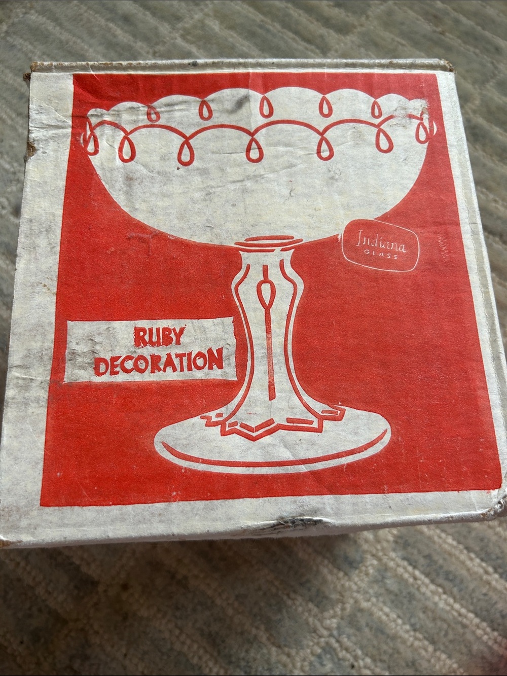 Indiana Glass Red and White Compote Illustration Box